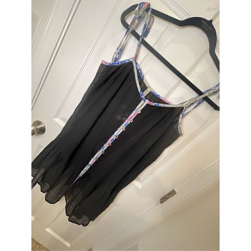 Free People Intimately black baby doll chemise XS see through with buttons